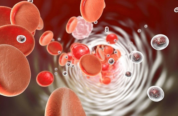 Animation Nanopartikel im Vergleich zu Bestandteilen im Blut